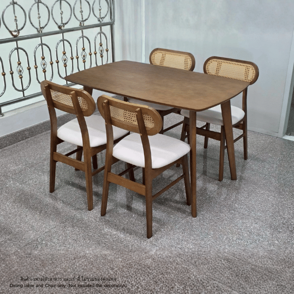 ชุดโต๊ะอาหาร 4 ที่นั่ง WISDOM DESIGN FURNITURE รุ่น MAKI 120 ซม. สีวอลนัท